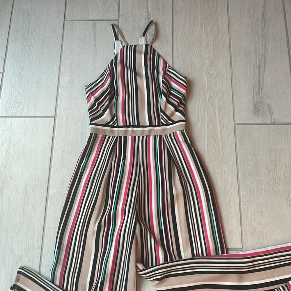 bebe One Piece Sleeveless Jumpsuit in Multi Strip Colors Size 4 - Picture 5 of 10